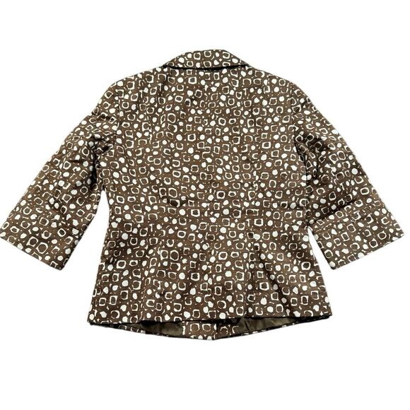 Lafayette 148 Blazer Women's Size 4 Brown Ivory Jacket 3/4 Sleeve Button Cotton - Picture 6 of 11